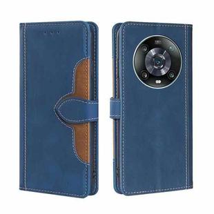 For Honor Magic4 Pro Stitching Skin Feel Magnetic Buckle Horizontal Flip PU Leather Case(Blue)
