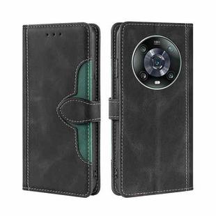 For Honor Magic4 Pro Stitching Skin Feel Magnetic Buckle Horizontal Flip PU Leather Case(Black)