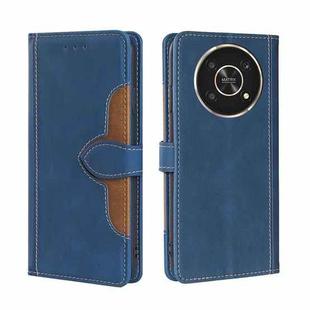 For Honor X30 5G Stitching Skin Feel Magnetic Buckle Horizontal Flip PU Leather Case(Blue)