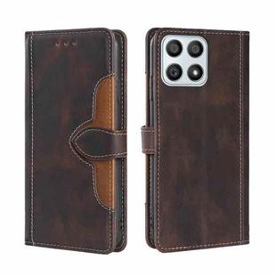 For Honor X30i Stitching Skin Feel Magnetic Buckle Horizontal Flip PU Leather Case(Brown)