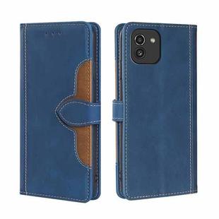 For Samsung Galaxy A03 EU Edition 166mm Stitching Skin Feel Magnetic Buckle Horizontal Flip PU Leather Case(Blue)
