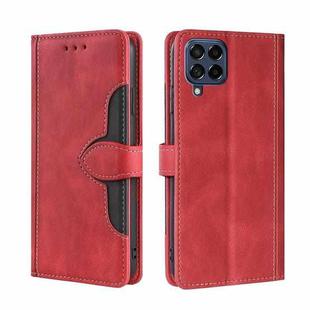 For Samsung Galaxy M53 5G Stitching Skin Feel Magnetic Buckle Horizontal Flip PU Leather Case(Red)