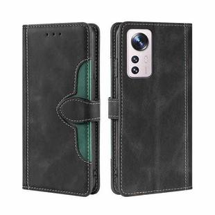 For Xiaomi 12 Pro Stitching Skin Feel Magnetic Buckle Horizontal Flip PU Leather Case(Black)