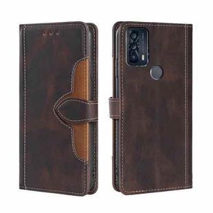 For TCL 20B/6159K Stitching Skin Feel Magnetic Buckle Horizontal Flip PU Leather Case(Brown)