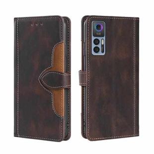 For TCL 30 5G/30+ 5G Stitching Skin Feel Magnetic Buckle Horizontal Flip PU Leather Case(Brown)