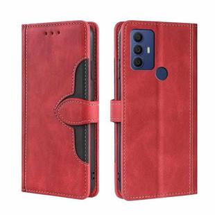 For TCL 30 SE/306/305 Stitching Skin Feel Magnetic Buckle Horizontal Flip PU Leather Case(Red)