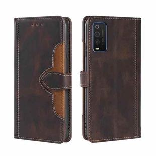 For TCL 205 Stitching Skin Feel Magnetic Buckle Horizontal Flip PU Leather Case(Brown)