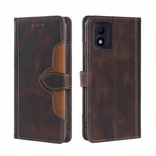 For Alcatel 1B 2022 Stitching Skin Feel Magnetic Buckle Horizontal Flip PU Leather Case(Brown)