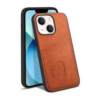 For iPhone 13 KSQ Calf Texture All-inclusive PU Phone Case(Brown)