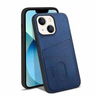For iPhone 13 KSQ Calf Texture All-inclusive PU Phone Case(Blue)