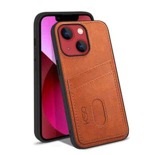 For iPhone 13 mini KSQ Calf Texture All-inclusive PU Phone Case (Brown)