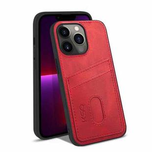 For iPhone 13 Pro KSQ Calf Texture All-inclusive PU Phone Case (Red)