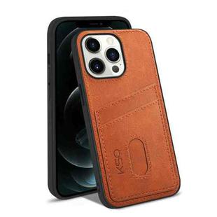 For iPhone 13 Pro Max KSQ Calf Texture All-inclusive PU Phone Case (Brown)