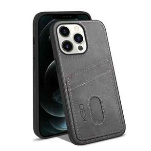 For iPhone 13 Pro Max KSQ Calf Texture All-inclusive PU Phone Case (Grey)