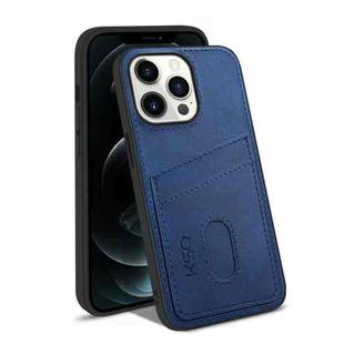 For iPhone 13 Pro Max KSQ Calf Texture All-inclusive PU Phone Case (Blue)
