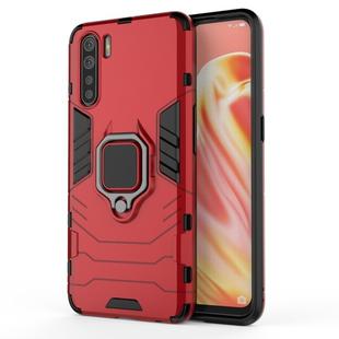 For OPPO A91 PC + TPU Shockproof Protective Case with Magnetic Ring Holder(Red)
