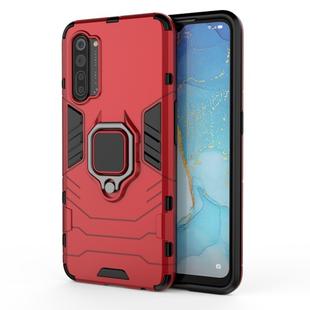 For OPPO Reno3 PC + TPU Shockproof Protective Case with Magnetic Ring Holder(Red)