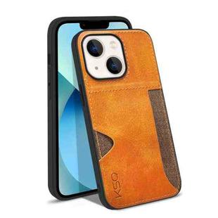 For iPhone 13 KSQ Calf Texture All-inclusive PU Phone Case(Orange)