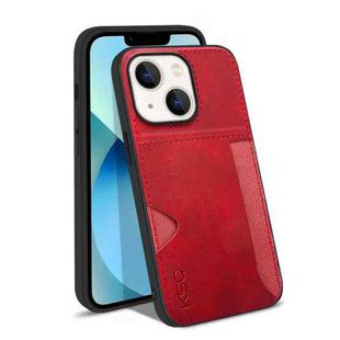 For iPhone 13 KSQ Calf Texture All-inclusive PU Phone Case(Red)