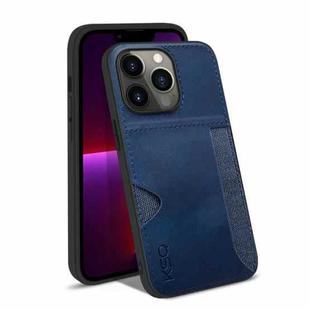 For iPhone 13 Pro KSQ Calf Texture All-inclusive PU Phone Case (Blue)