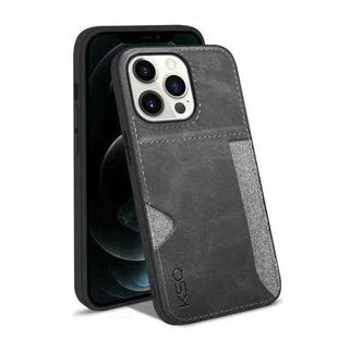 For iPhone 13 Pro Max KSQ Calf Texture All-inclusive PU Phone Case (Grey)