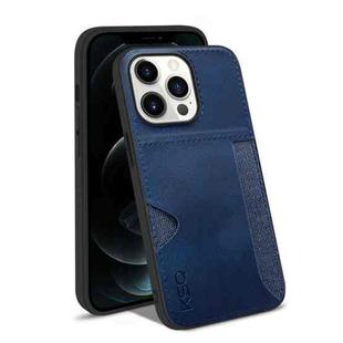 For iPhone 13 Pro Max KSQ Calf Texture All-inclusive PU Phone Case (Blue)