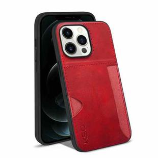 For iPhone 13 Pro Max KSQ Calf Texture All-inclusive PU Phone Case (Red)