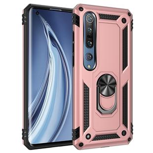 For Xiaomi Mi 10 Pro Shockproof TPU + PC Protective Case with 360 Degree Rotating Holder(Rose Gold)