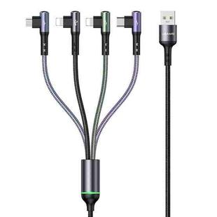 USAMS US-SJ563 U80 USB to Dual 8 Pin+Type-C/USB-C+Micro USB Aluminum Alloy Elbow Charging Data Cable, Length: 1.2m(Black)