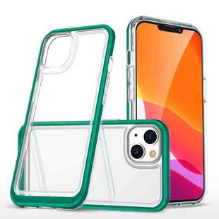 For iPhone 14 Clear Acrylic + PC + TPU Shockproof Phone Case (Dark Green)