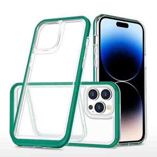 For iPhone 14 Pro Clear Acrylic + PC + TPU Shockproof Phone Case (Dark Green)