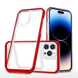 For iPhone 14 Pro Max Clear Acrylic + PC + TPU Shockproof Phone Case (Red)