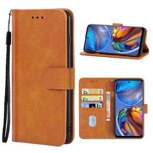 For Motorola Moto E32s Leather Phone Case(Brown)