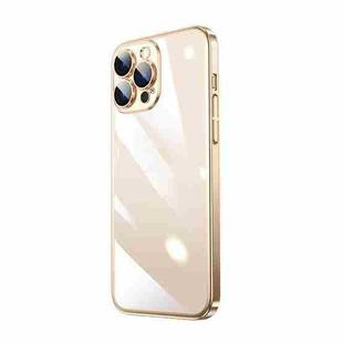 For iPhone 13 Pro Max Transparent Electroplated PC Phone Case (Gold)