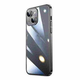 For iPhone 13 Transparent Electroplated PC Phone Case(Black)