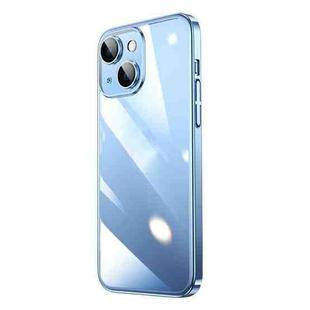 For iPhone 13 Transparent Electroplated PC Phone Case(Sierra Blue)