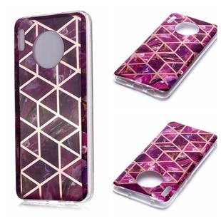 For Huawei Mate 30 Plating Marble Pattern Soft TPU Protective Case(Purple)