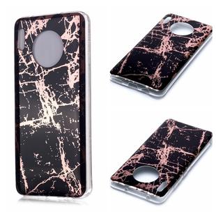 For Huawei Mate 30 Pro Plating Marble Pattern Soft TPU Protective Case(Black Gold)