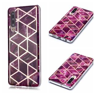 For Huawei P30 Plating Marble Pattern Soft TPU Protective Case(Purple)