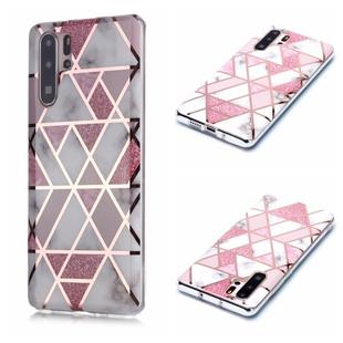 For Huawei P30 Pro Plating Marble Pattern Soft TPU Protective Case(Pink)