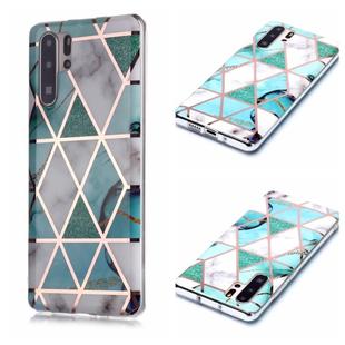 For Huawei P30 Pro Plating Marble Pattern Soft TPU Protective Case(Green White)