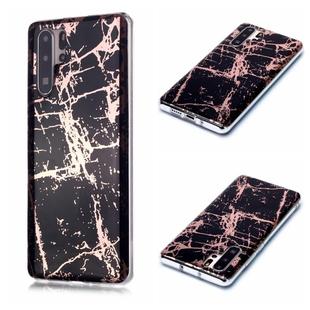 For Huawei P30 Pro Plating Marble Pattern Soft TPU Protective Case(Black Gold)