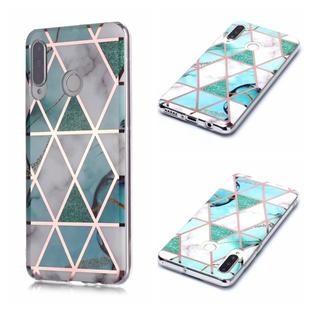 For Huawei P30 lite Plating Marble Pattern Soft TPU Protective Case(Green White)
