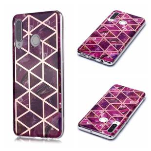 For Huawei P30 lite Plating Marble Pattern Soft TPU Protective Case(Purple)