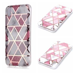 For Huawei Y5 (2019) Plating Marble Pattern Soft TPU Protective Case(Pink)