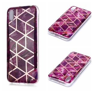 For Huawei Y5 (2019) Plating Marble Pattern Soft TPU Protective Case(Purple)