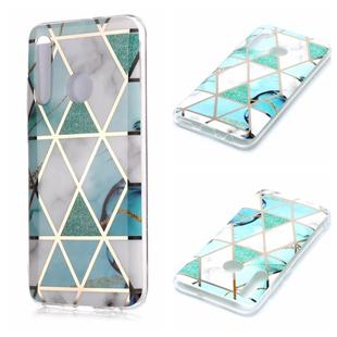 For Huawei Honor 10 Lite Plating Marble Pattern Soft TPU Protective Case(Green White)