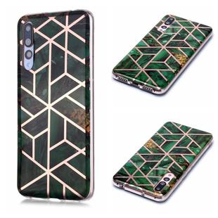 For Huawei P20 Plating Marble Pattern Soft TPU Protective Case(Green)