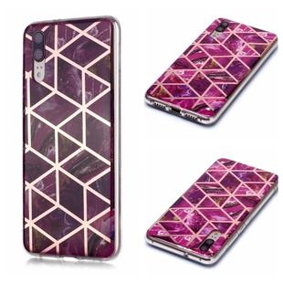 For Huawei P20 Plating Marble Pattern Soft TPU Protective Case(Purple)