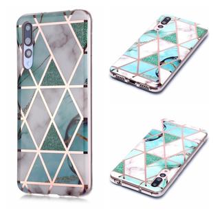 For Huawei P20 Pro Plating Marble Pattern Soft TPU Protective Case(Green White)